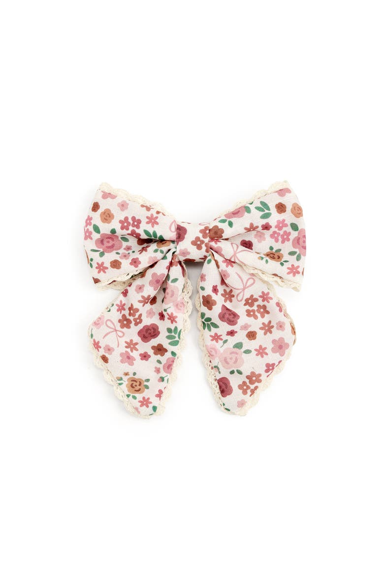 Berry Floral Bow Clip, Main, color, Mauve