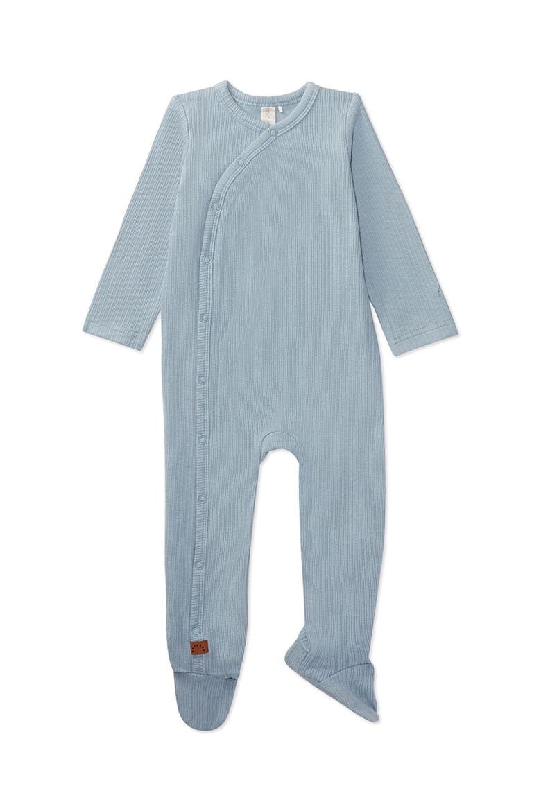 Ribbed Solid Cotton Side Snap Footie, Main, color, Blue Frost