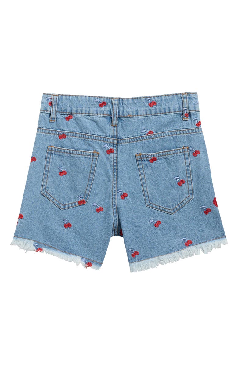 Truly Me Kids' Cherry Embroidered Jean Shorts, Alternate, color, Blue