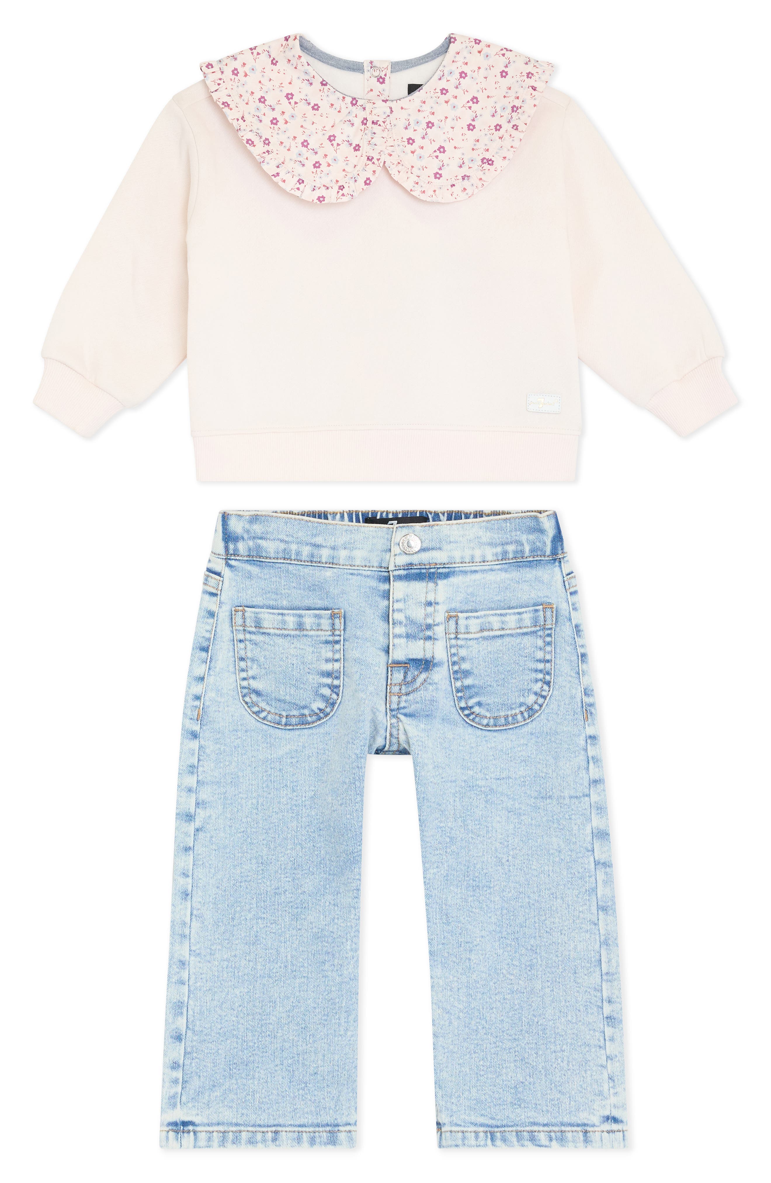 Kids' Peter Pan Collar Pullover & Wide Leg Pants Set