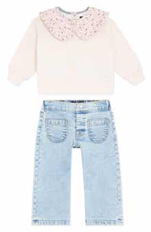 Kids' Peter Pan Collar Pullover & Wide Leg Pants Set