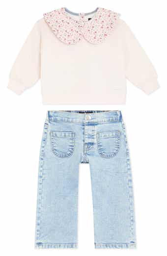 Kids' Peter Pan Collar Pullover & Wide Leg Pants Set
