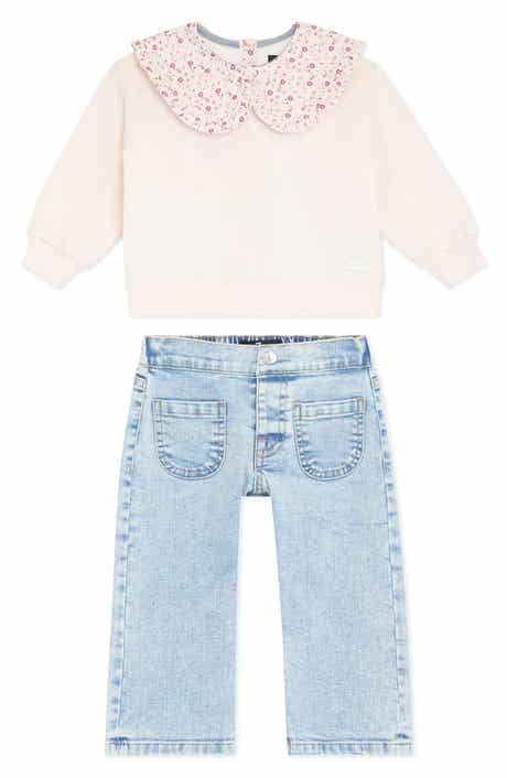 Kids' Peter Pan Collar Pullover & Wide Leg Pants Set