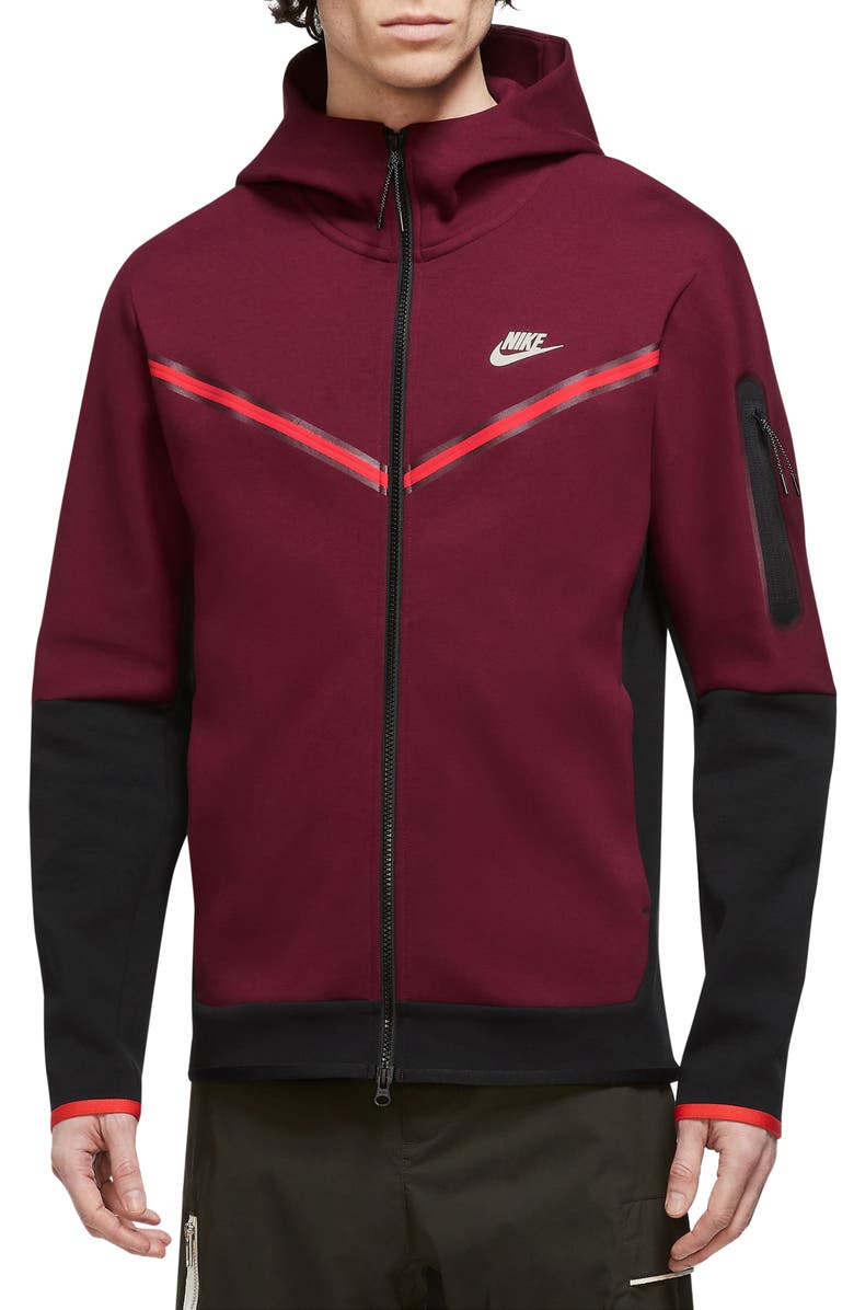 Nike Sportswear Tech Fleece Zip Hoodie, Main, color, Dark Beetroot/ Black/ Phantom