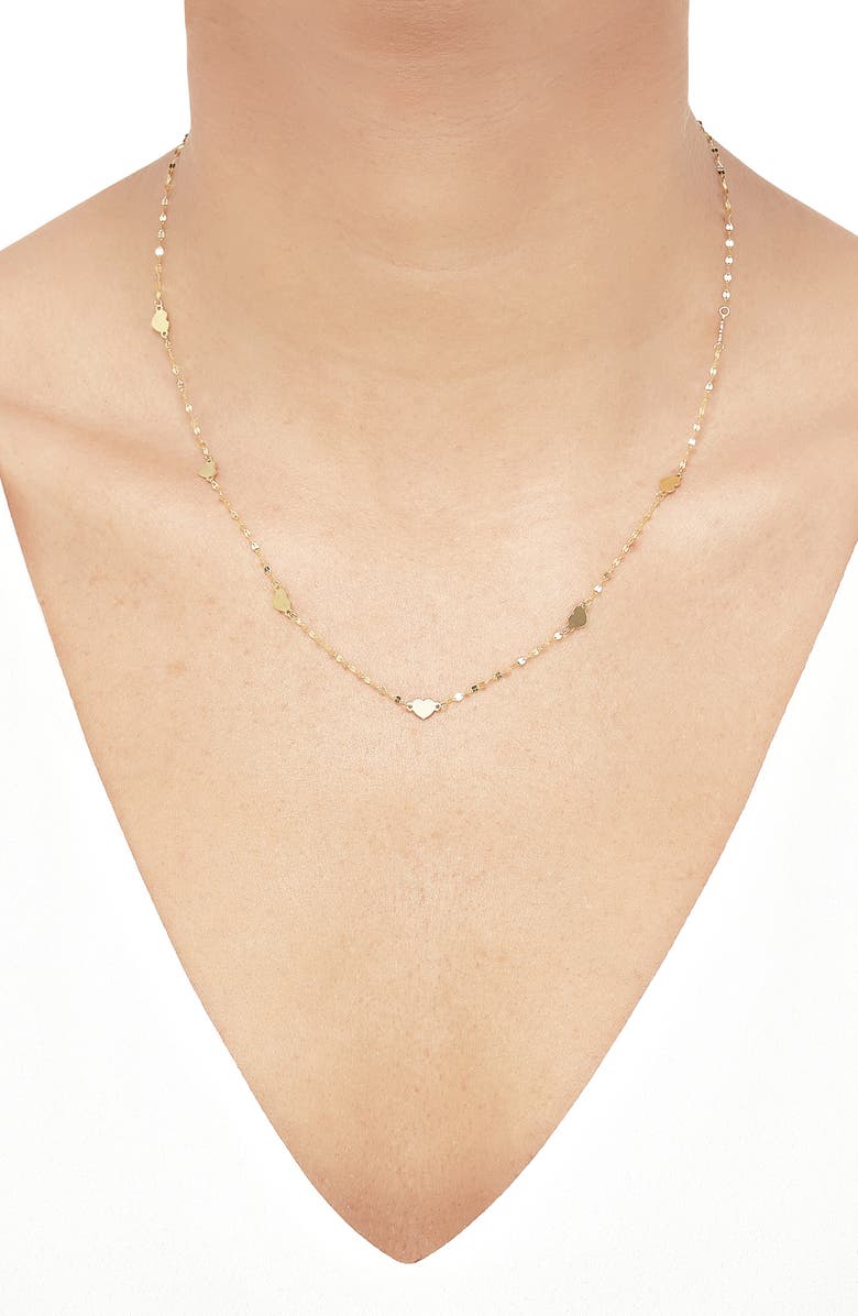 Frankie & Zoe Heart Station Necklace, Alternate, color, Yellow Gold