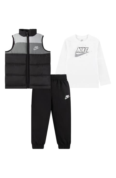 Kids' Colorblock Puffer Vest, Logo T-Shirt & Fleece Joggers Set (Toddler)