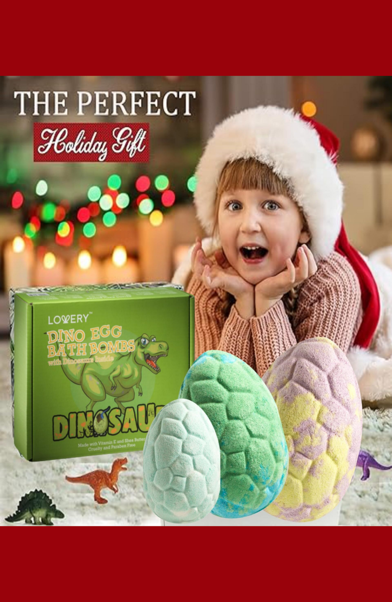 Lovery Dinosaur Bath Bomb 12-Piece Gift Set with Surprise Toys, Alternate, color, Multicolored Pastel