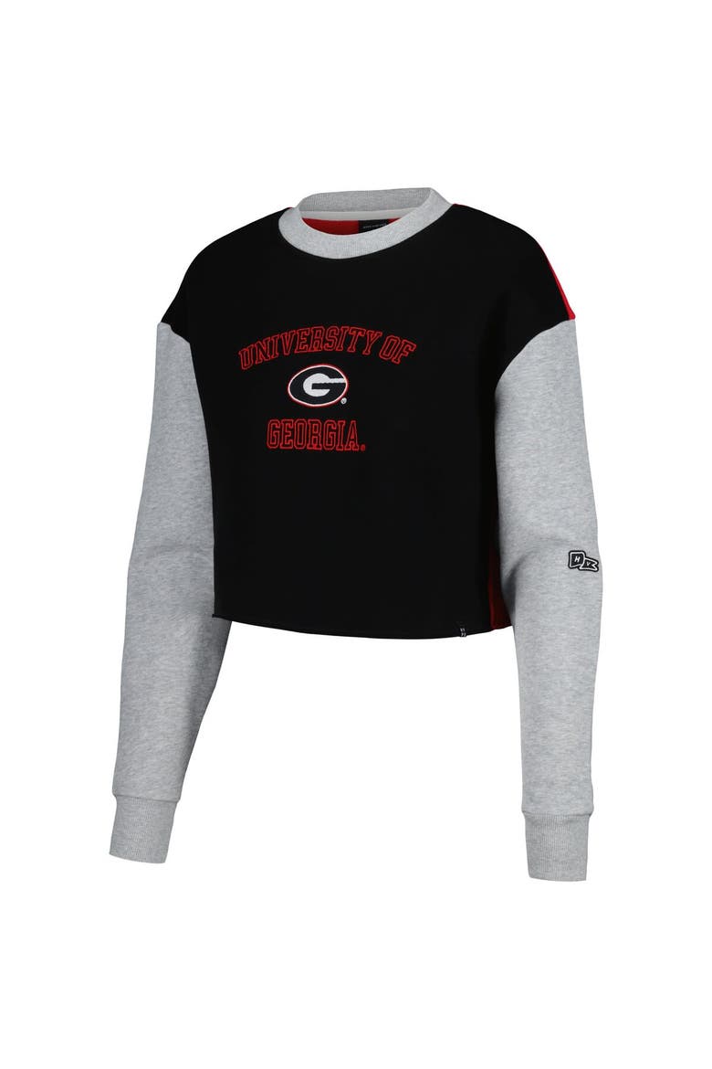 Women's Hype and Vice Black Georgia Bulldogs Colorblock Rookie Crew Pullover Sweatshirt, Alternate, color, Black