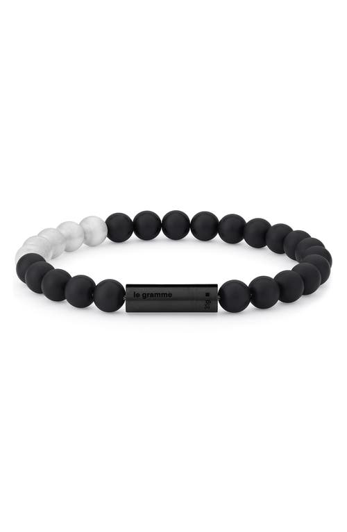 le gramme Men's Beaded Bracelet in Black Ceramic/Silver  product