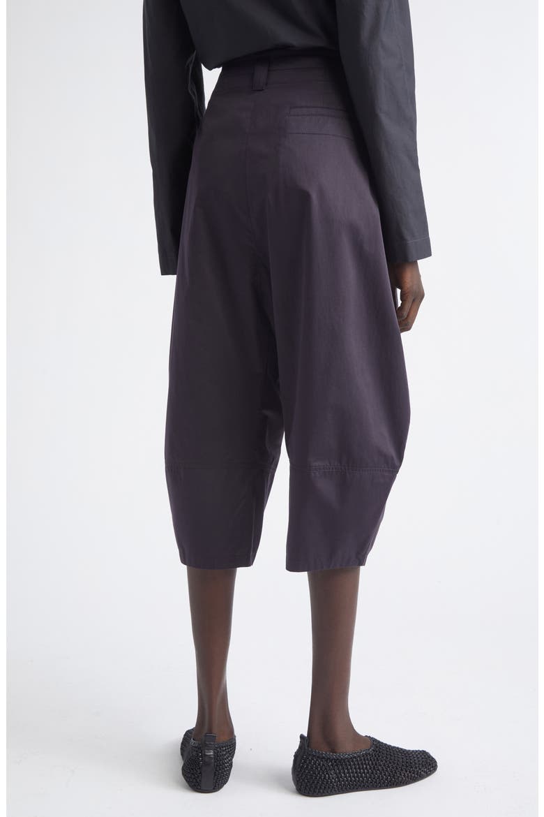 High Waist Volume Cotton Sateen Crop Pants, Alternate, color, INK BLUE