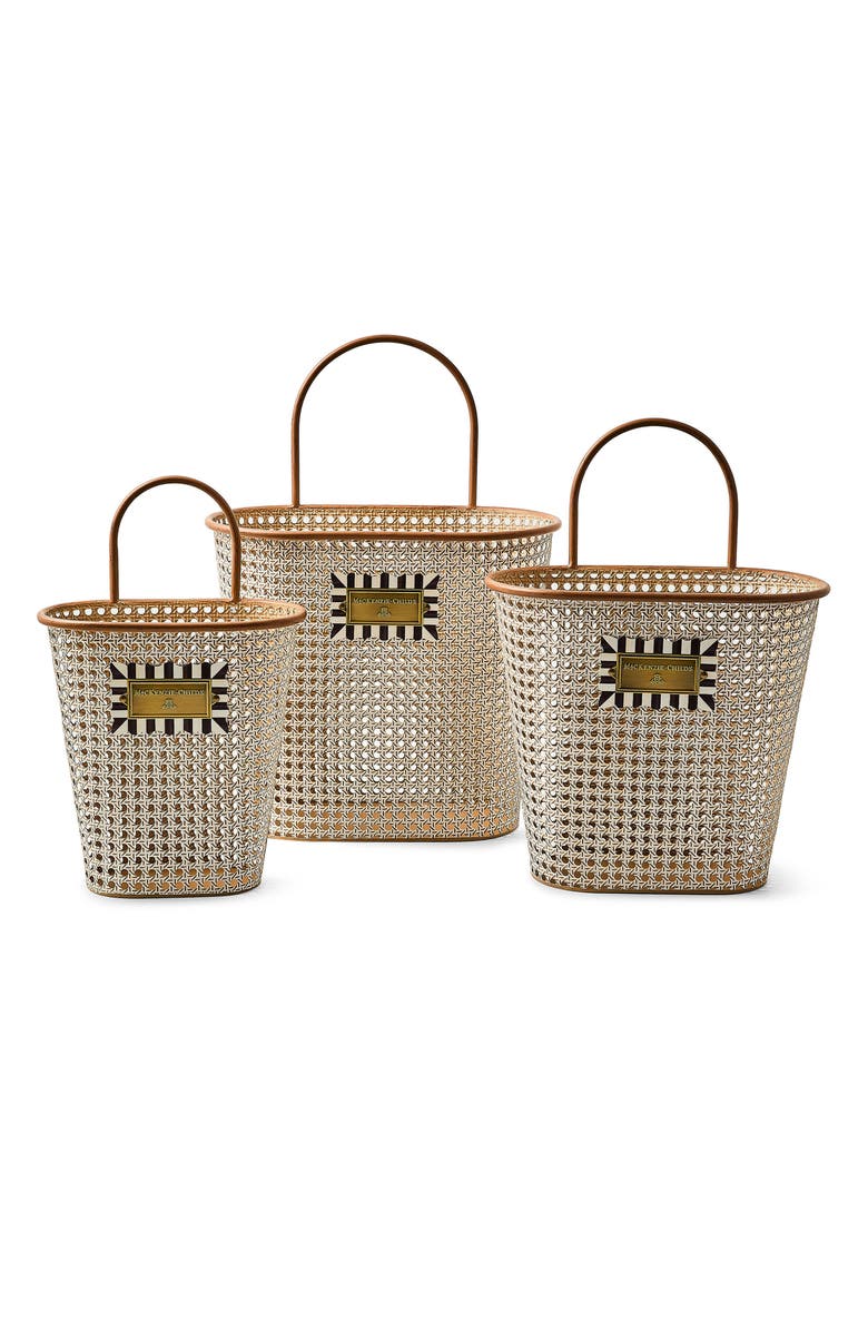 MACKENZIE CHILDS Cane Set of 3 Baskets, Main, color, Beige