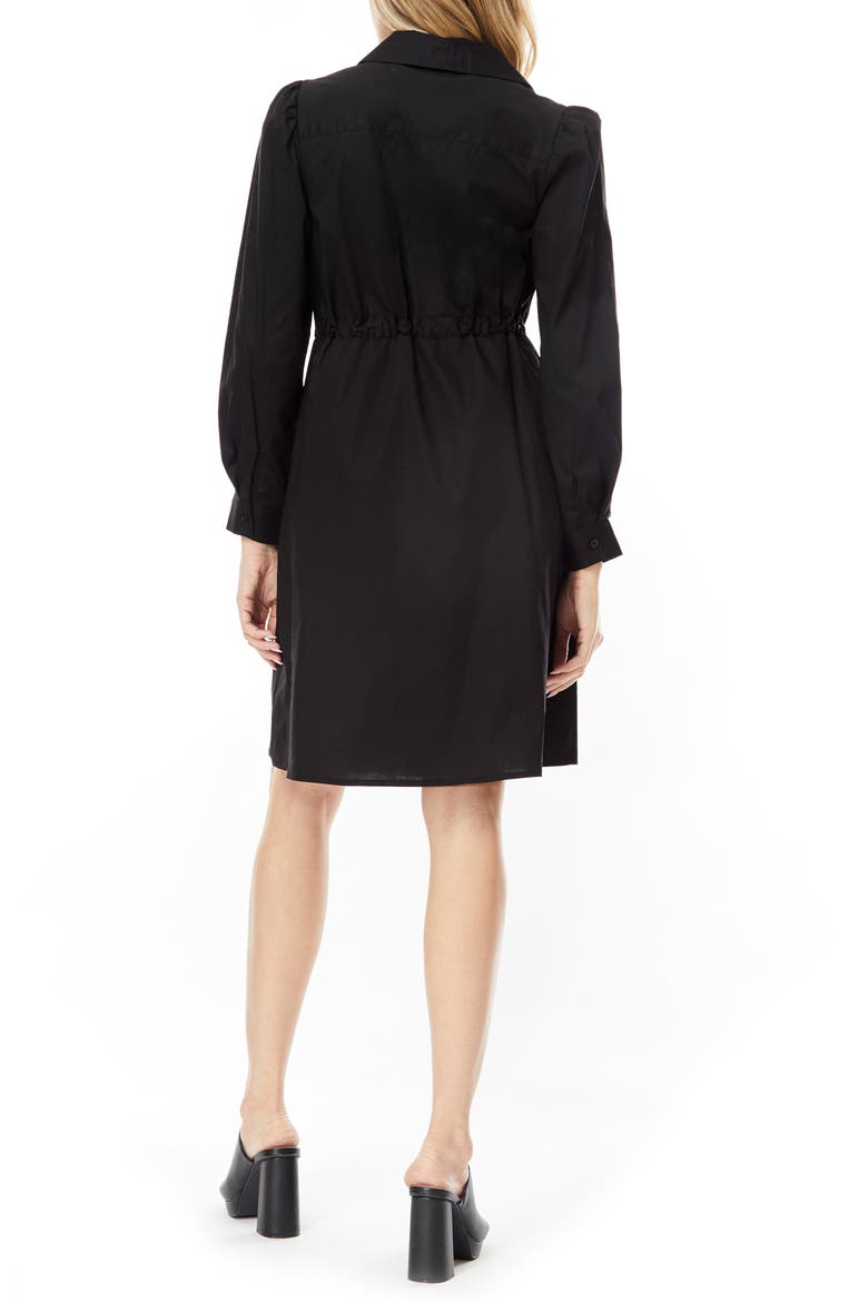 Adira Long Sleeve Poplin Minidress, Alternate, color, BLACK