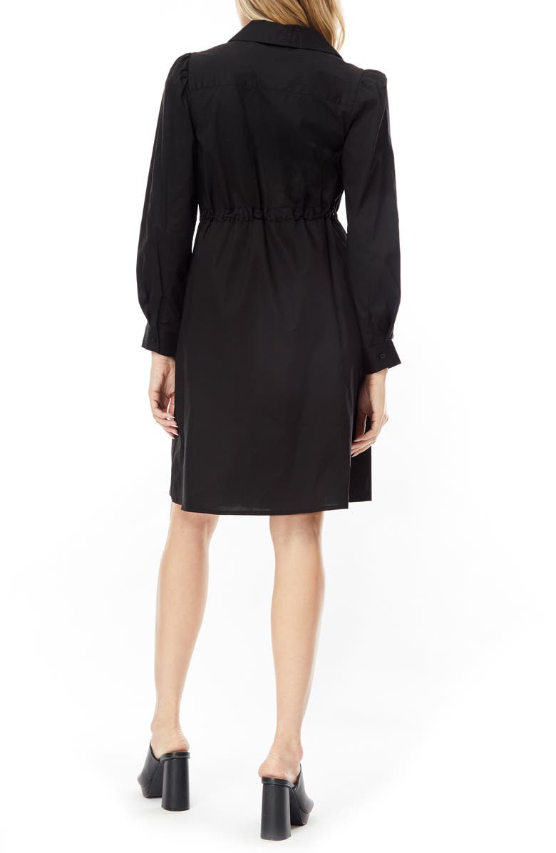 BY DESIGN Adira Long Sleeve Poplin Minidress, Alternate, color, Black