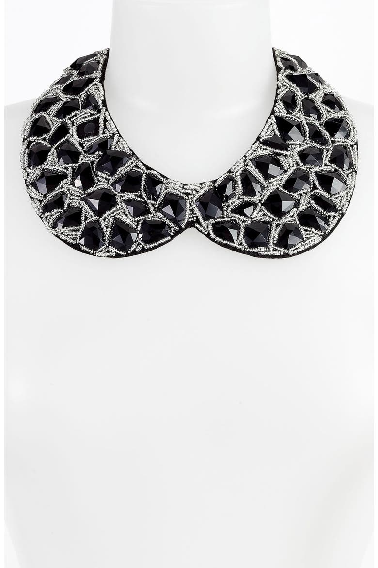 Faceted Stone Collar, Alternate, color, JET