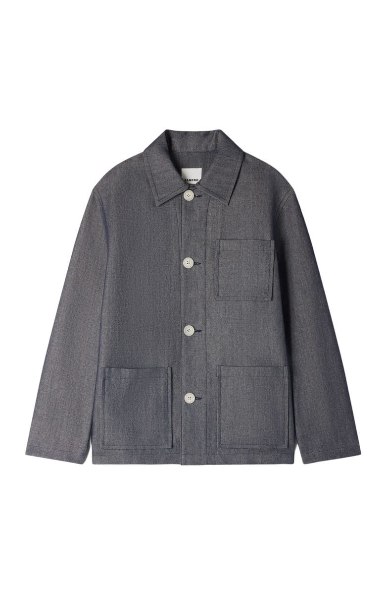 SANDRO Denim-effect worker jacket, Alternate, color, Denim