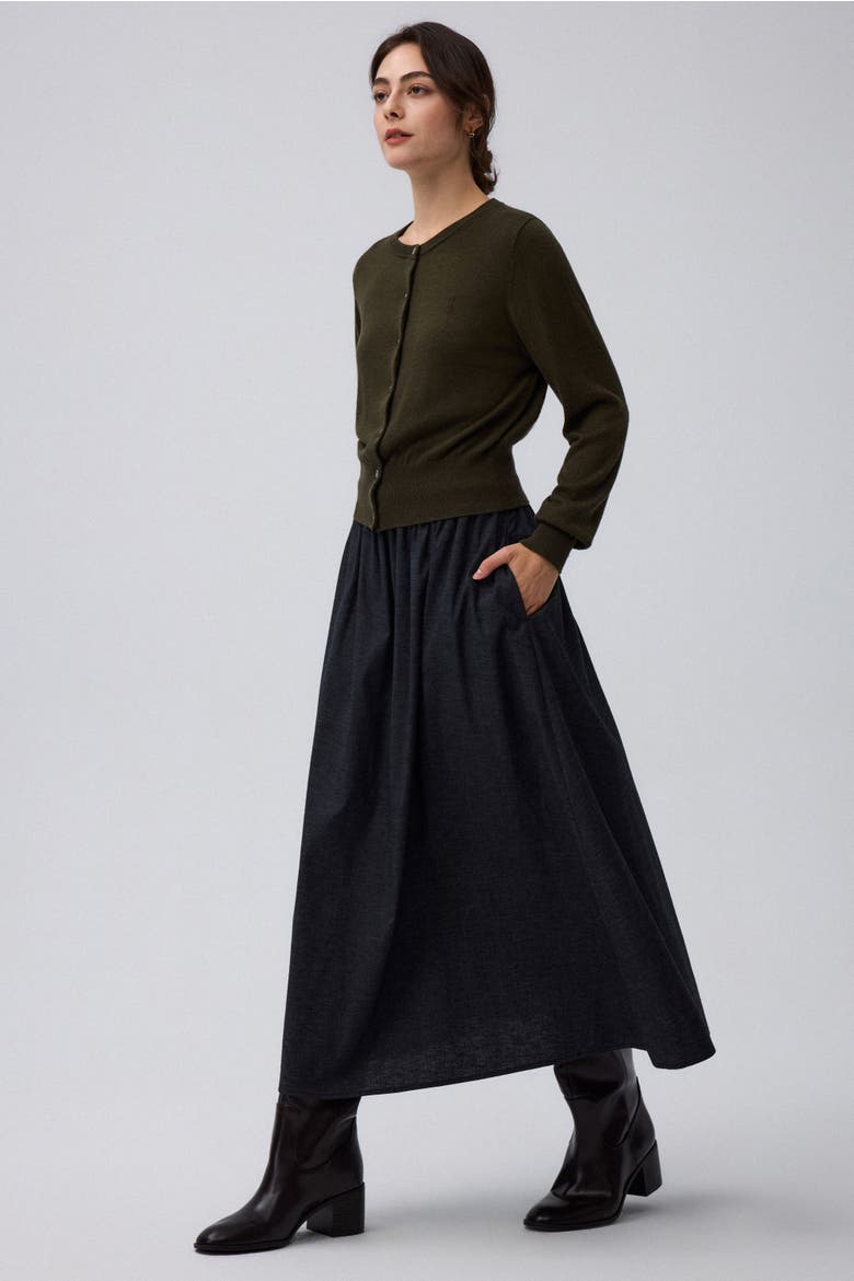 Hemp Blend Maxi Skirt, Alternate, color, washed black