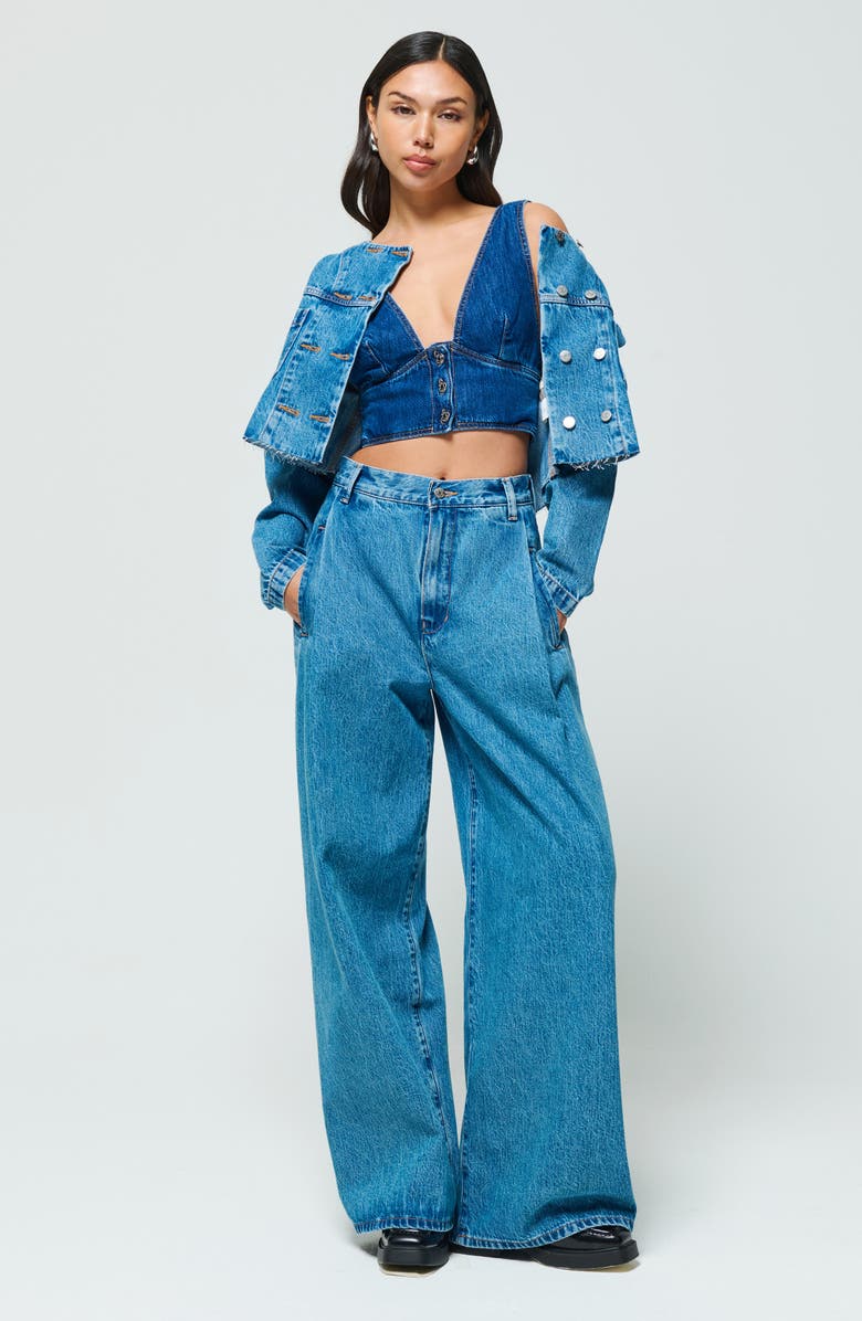 ÉTICA Raven Pleated High Waist Wide Leg Jeans, Alternate, color,