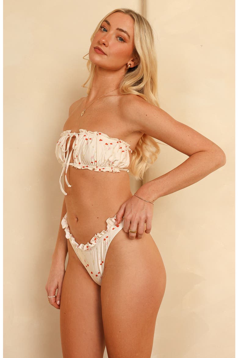 Rikki Bandeau Bikini Top, Alternate, color, Rosewater