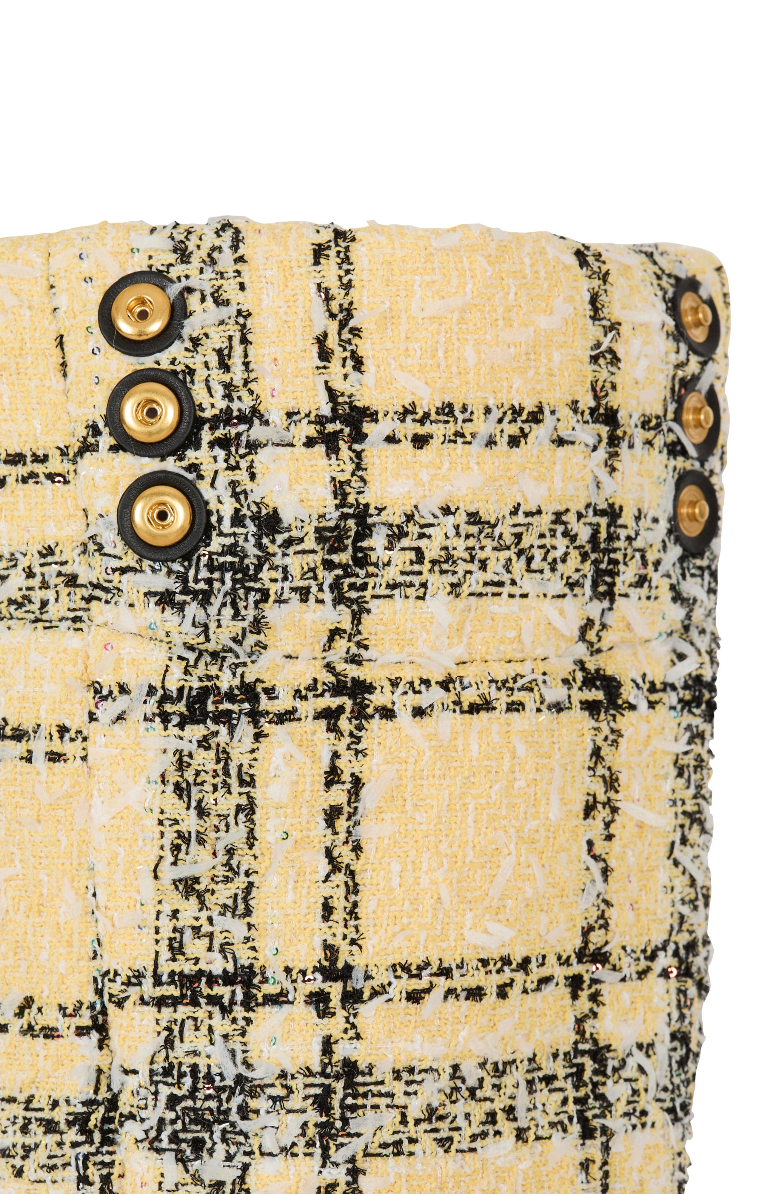 Balmain Plaid tweed 1945 tote bag, Alternate, color, Yellow