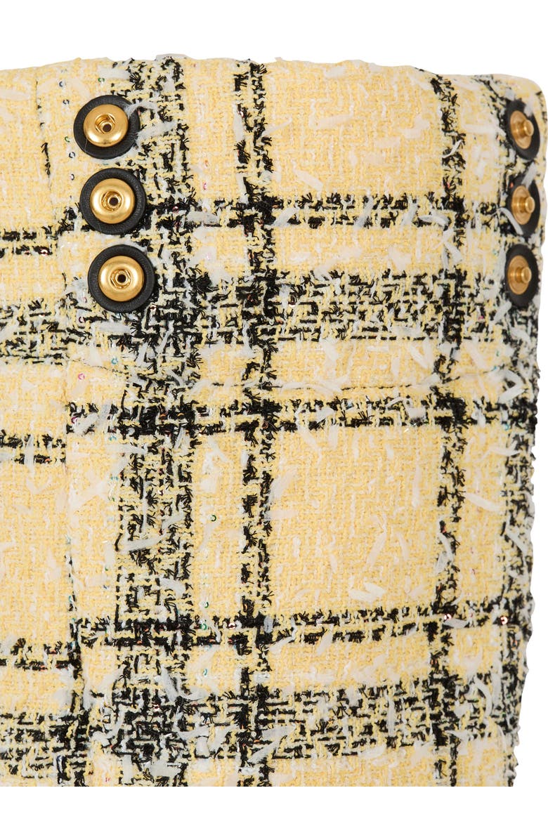 Balmain Plaid tweed 1945 tote bag, Alternate, color, Yellow