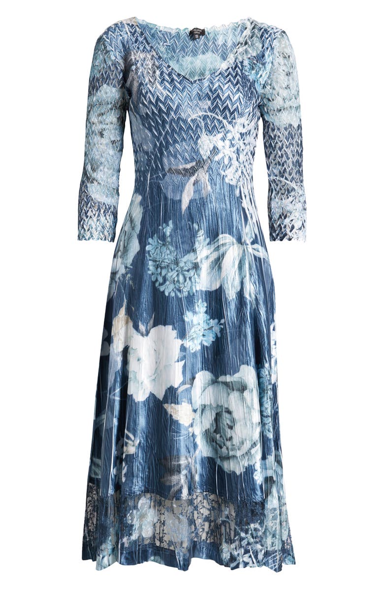 Komarov Lace Sleeve Charmeuse & Chiffon Cocktail Dress, Main, color, 