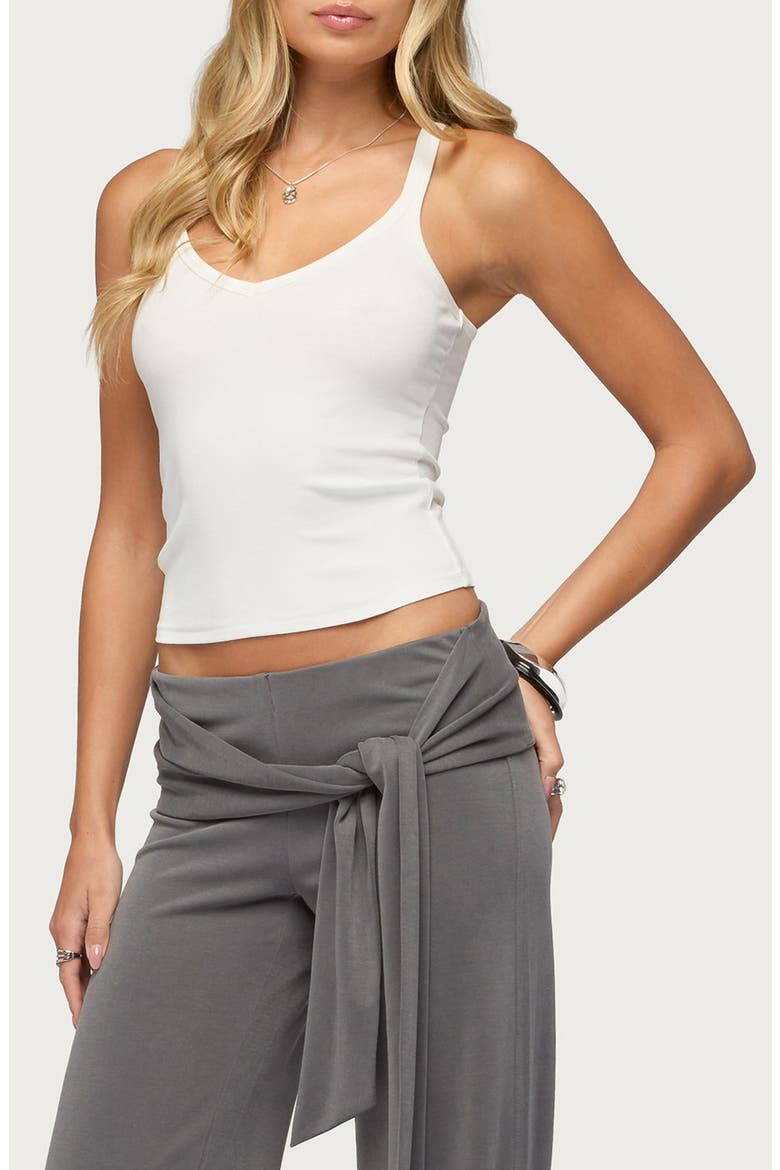 Juliena Rib V-Neck Tank, Alternate, color, WHITE
