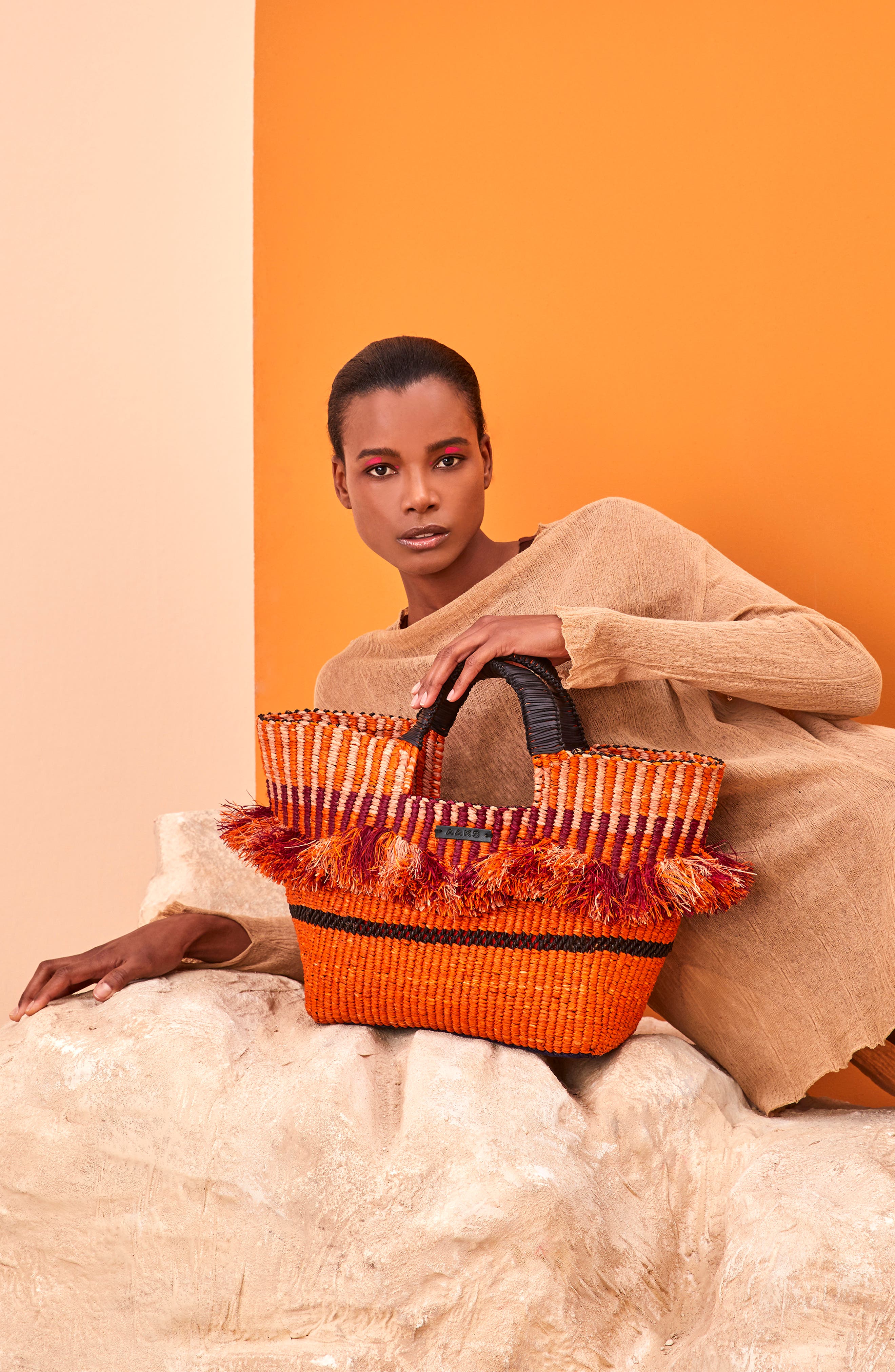 A A K S AAKS Baba Berry Raffia Tote, Alternate, color, 