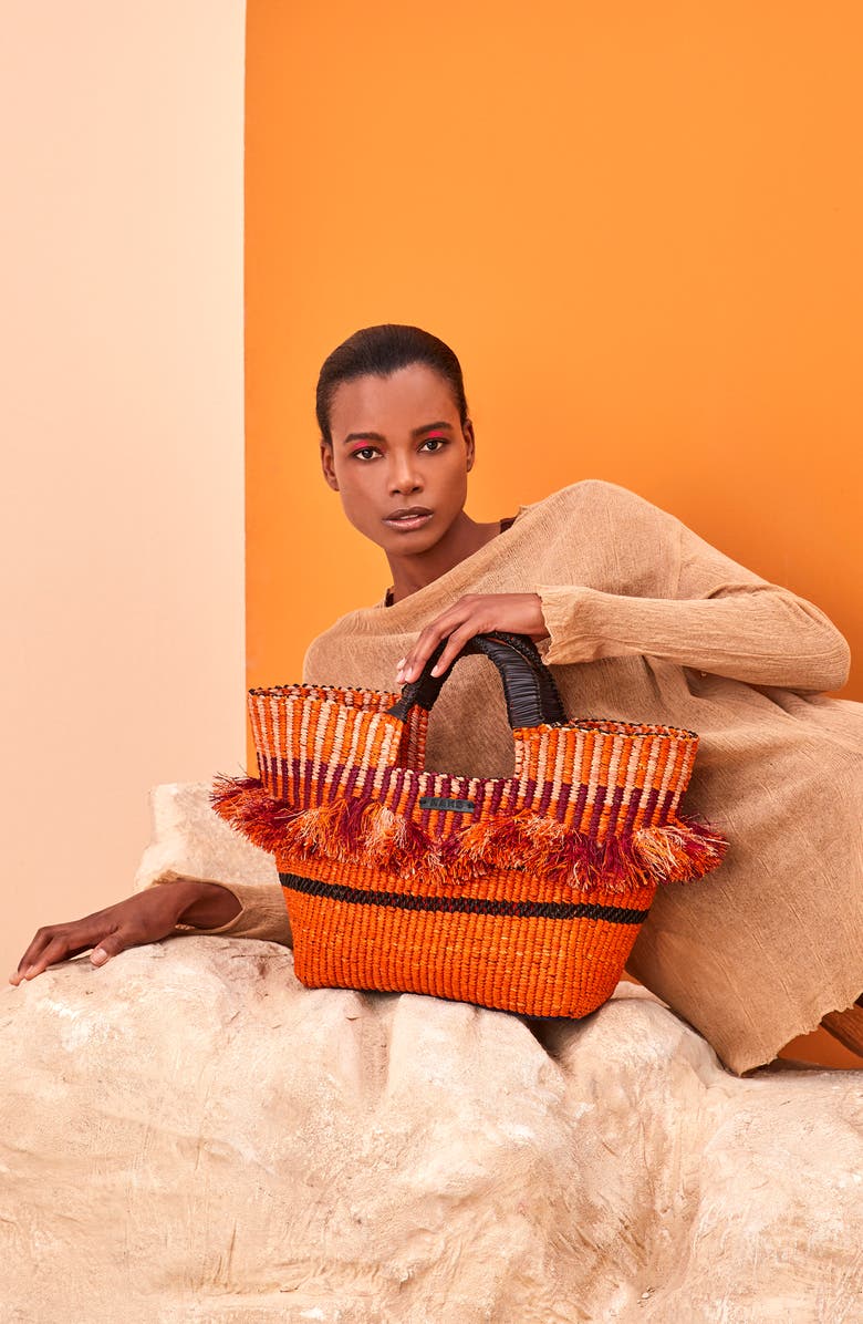 A A K S AAKS Baba Berry Raffia Tote, Alternate, color,