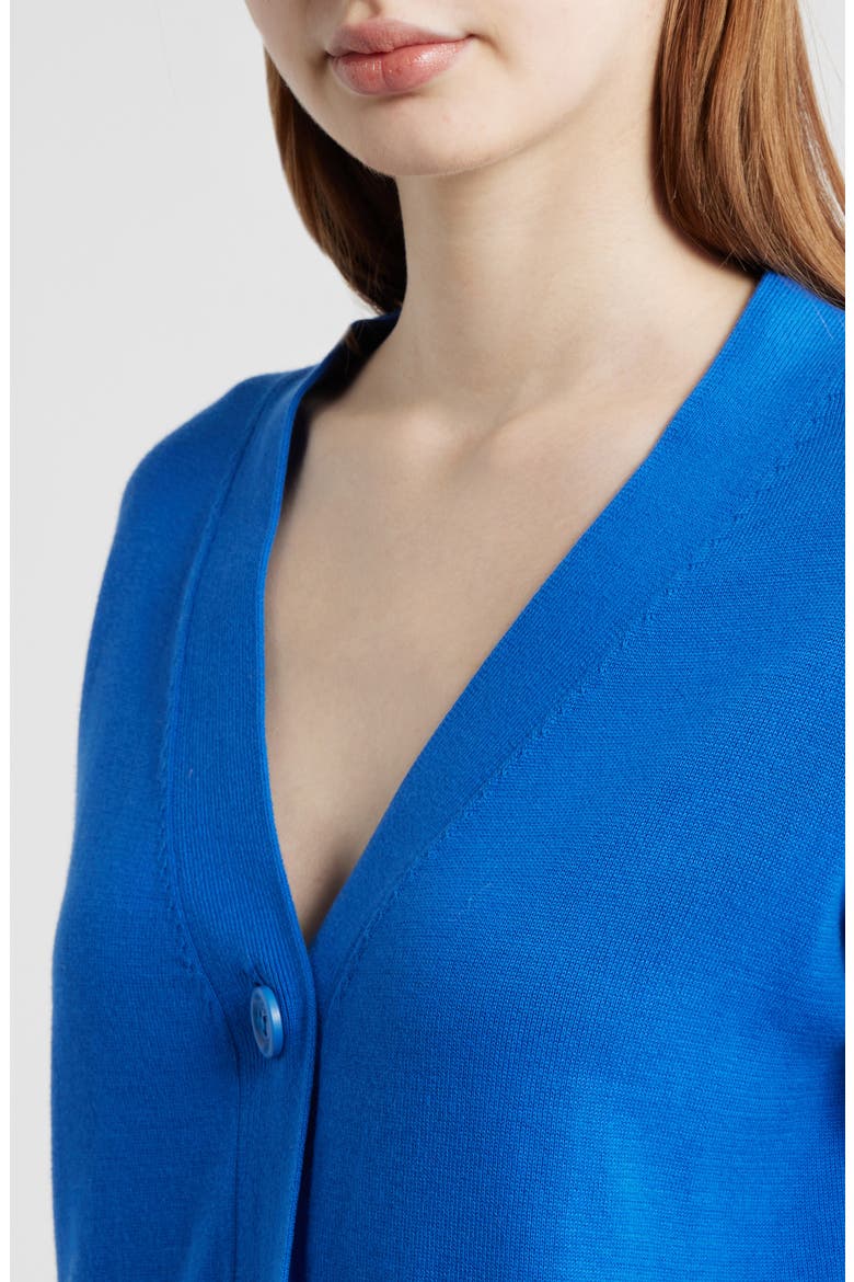 Button-Up Cotton Wrap Cardigan, Alternate, color, PRIMARY BLUE
