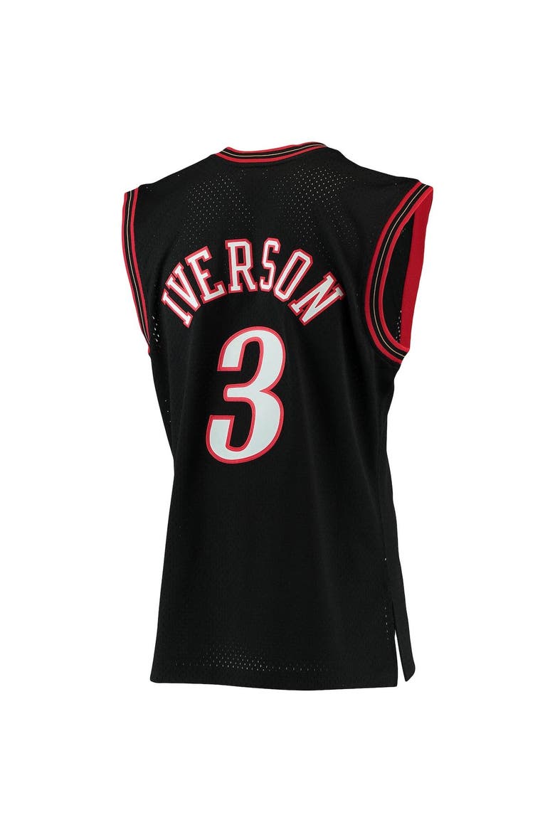 Men's Mitchell & Ness Allen Iverson Black Philadelphia 76ers 2000/01 Big & Tall Hardwood Classics Swingman Jersey, Alternate, color, Black