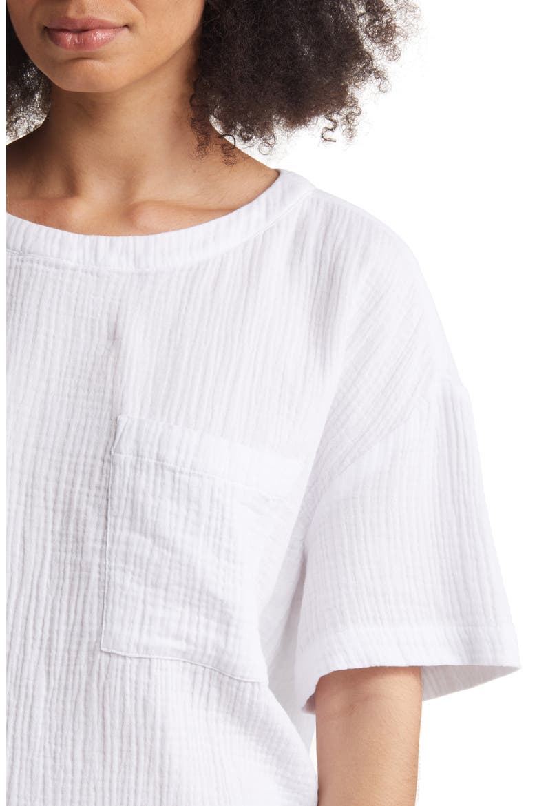 Cotton Gauze Top, Alternate, color, WHITE