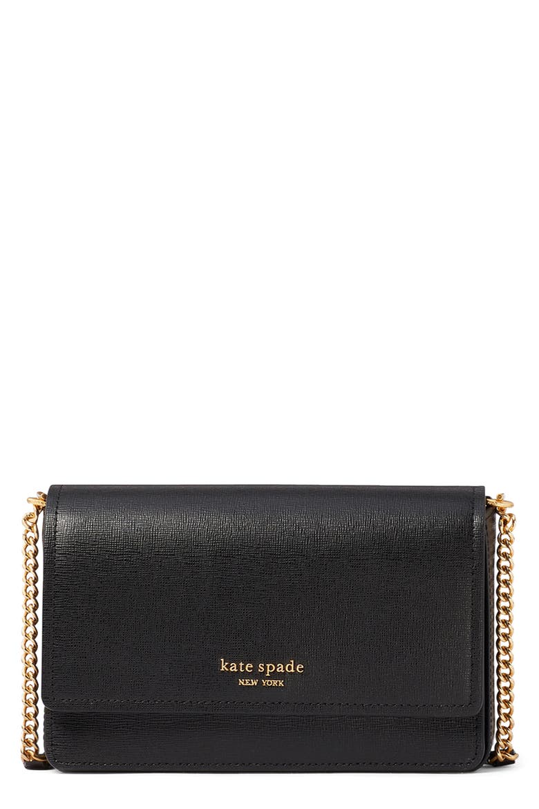 morgan leather wallet on a chain, Main, color, BLACK