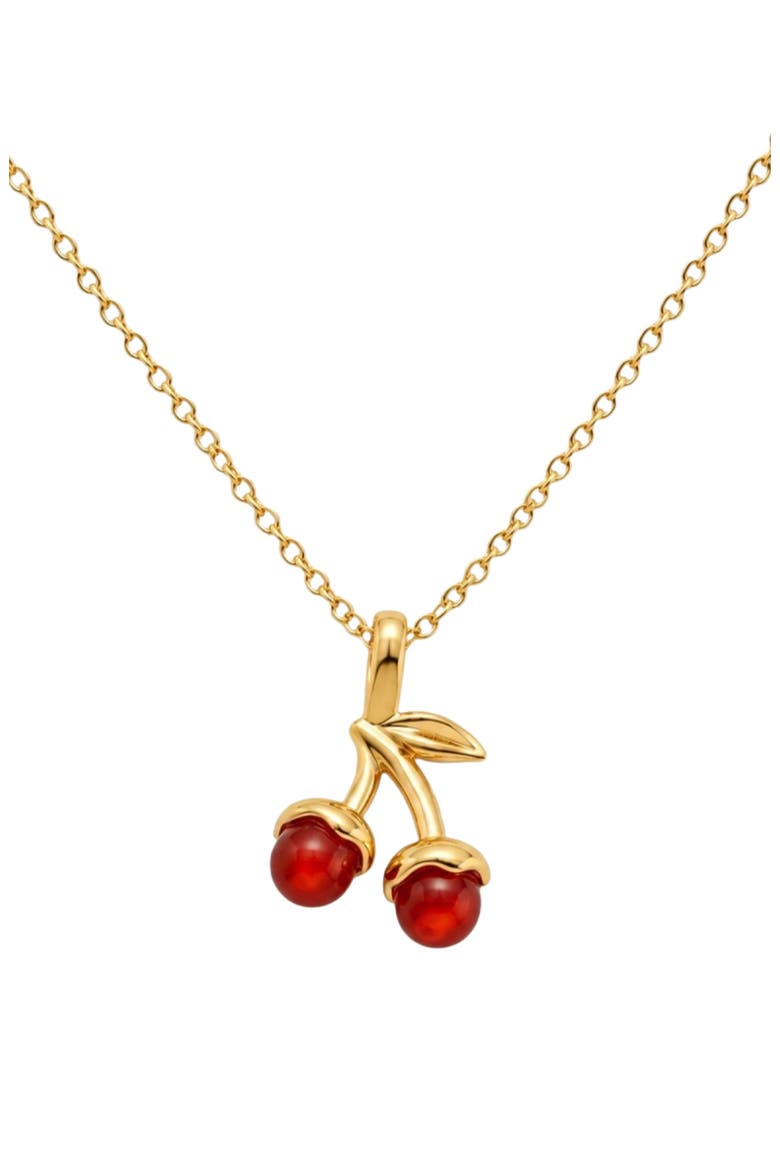 Cherry Charm Necklace, Main, color, Gold Vermeil