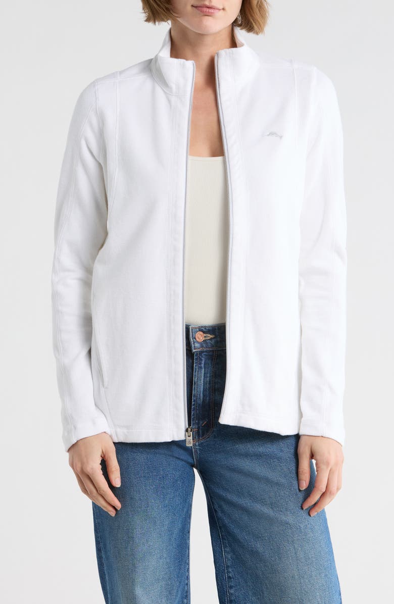 Tommy Bahama Brushed Rib Full Zip Sweatshirt, Main, color, White