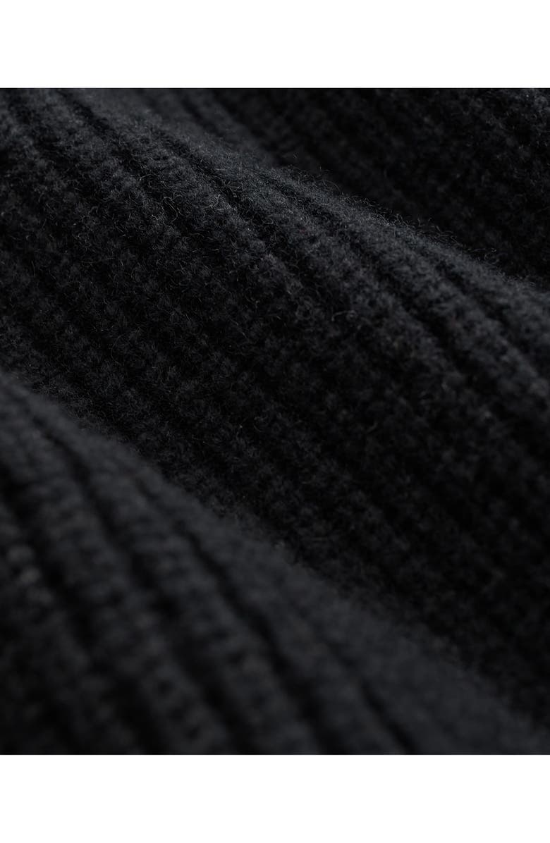 Brooks Brothers Rib Wool Military Quarter Zip Sweater, Alternate, color, Black