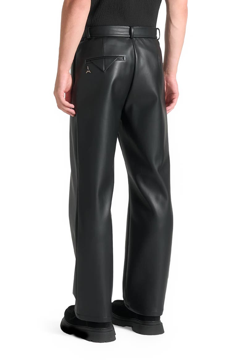 Serge Relaxed Fit Leather Pleated Trousers, Alternate, color, Black