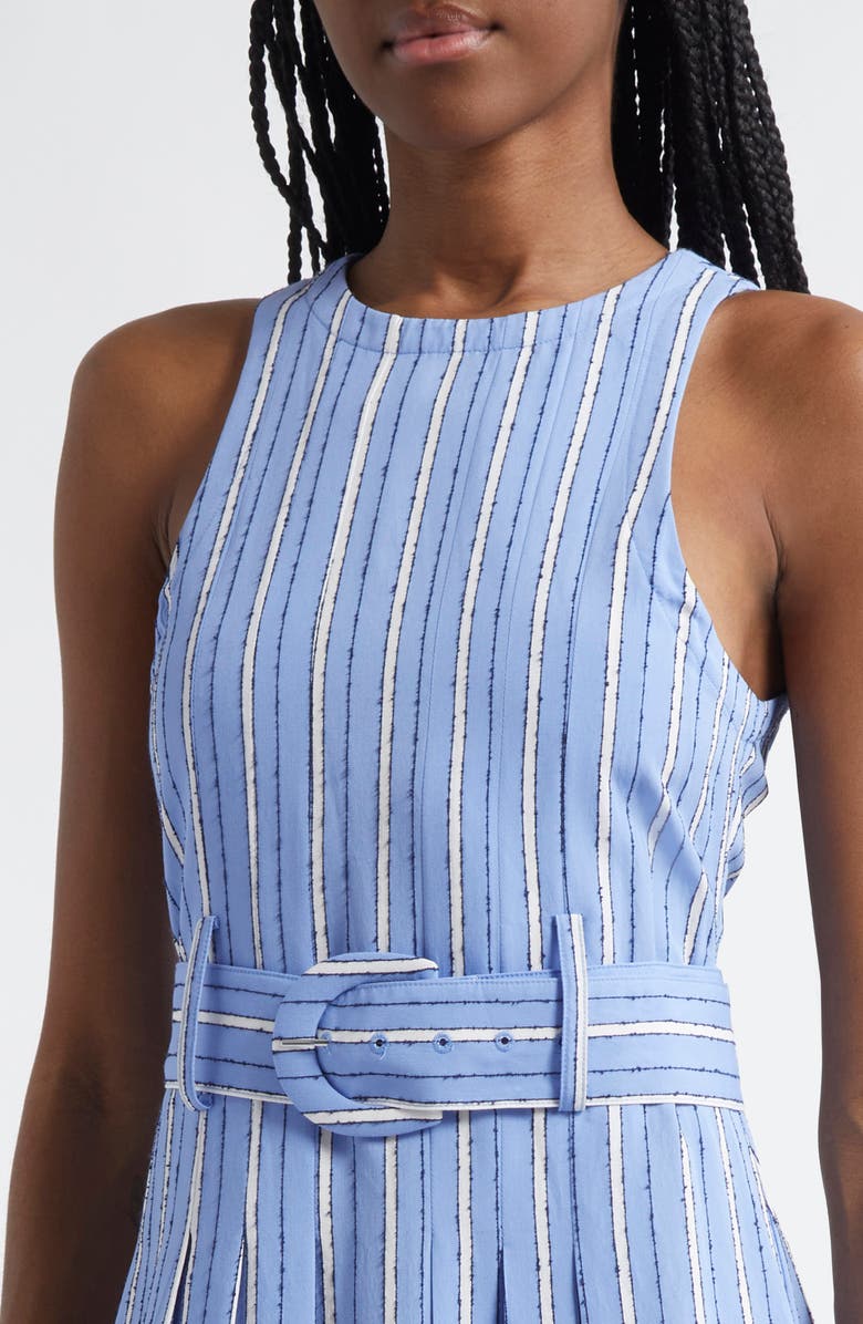Cinq à Sept Hailey Directional Stripe Sleeveless Dress, Alternate, color, Blue Hydrangea
