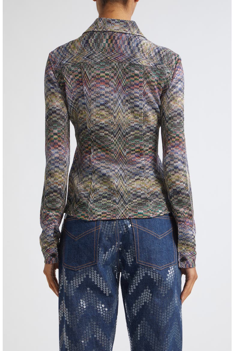 Metallic Jacquard Knit Button-Up Shirt, Alternate, color, SMSON