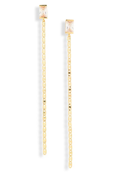 CZ Stud Mariner Chain Drop Earrings