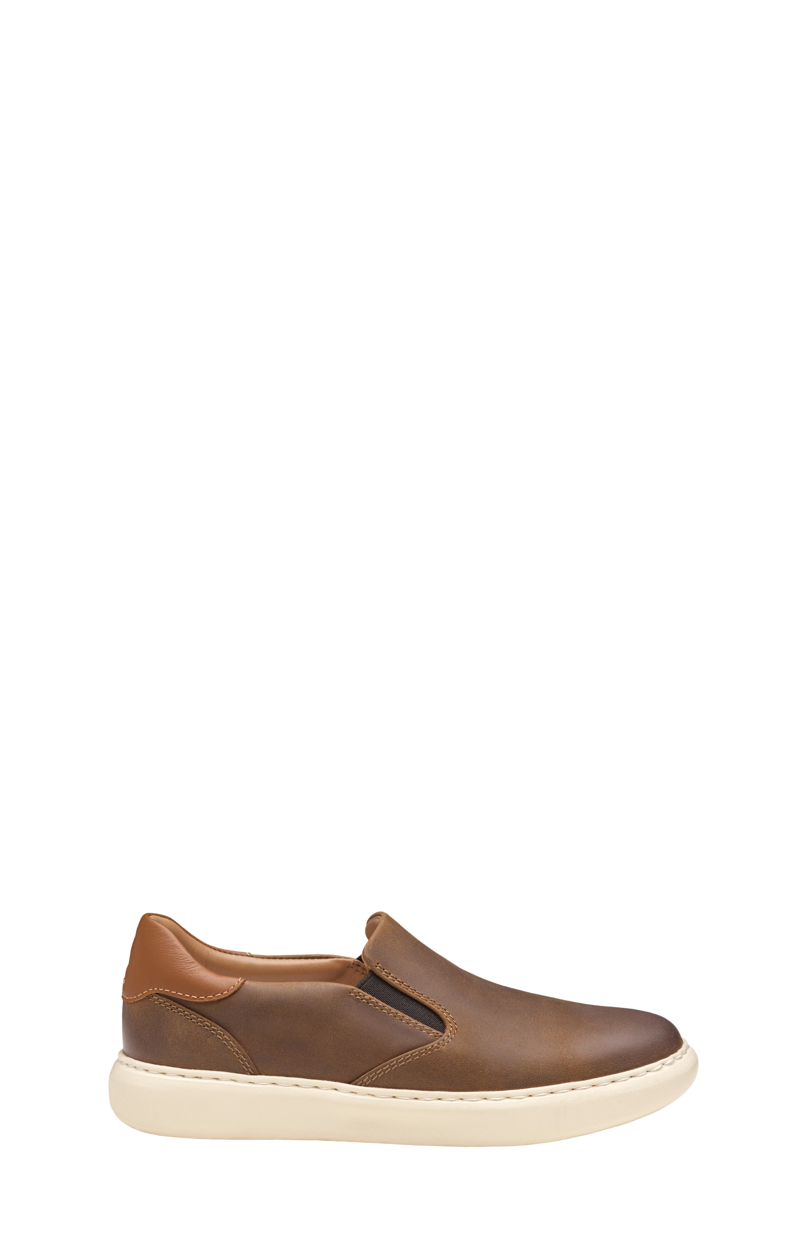 Johnston & Murphy Kids' Anders Slip-On Sneaker, Alternate, color, Brown Oiled Full Grain