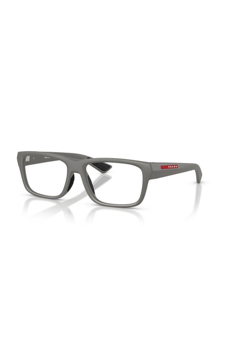 Prada Linea Rossa 56mm Rectangle optical glasses, Main, color, Grey