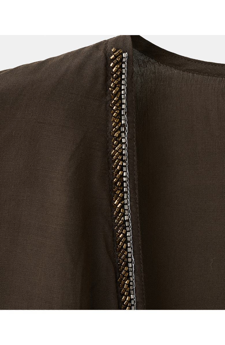 MANGO TEEN Bead Detail Open Front Jacket, Alternate, color, Brown