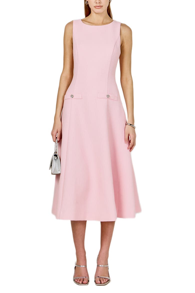 Sleeveless Tweed Midi Dress, Main, color, PINK