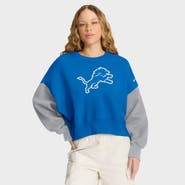 Nike Women's Nike Blue Detroit Lions Oversized Color-Block Pullover Sweatshirt
