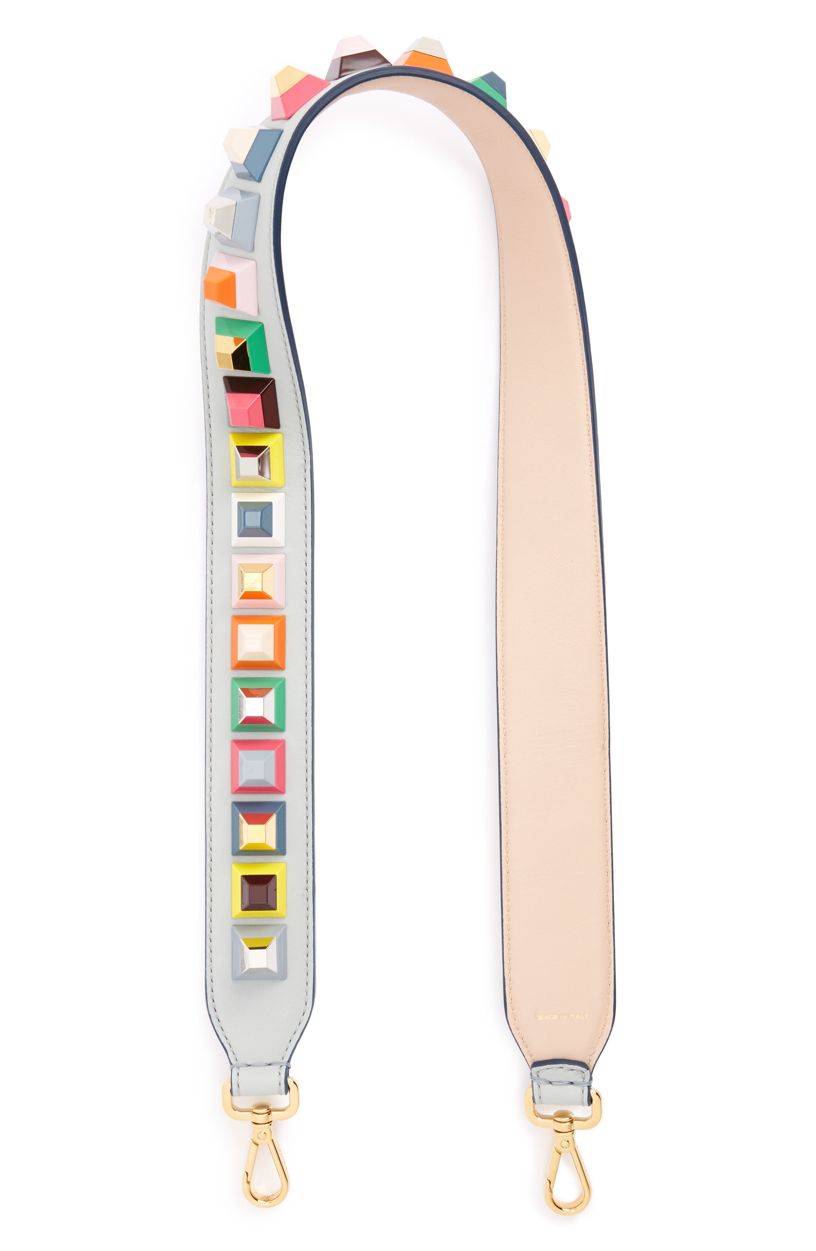 Fendi Studded Guitar Bag Strap, Main, color, Grey Multi