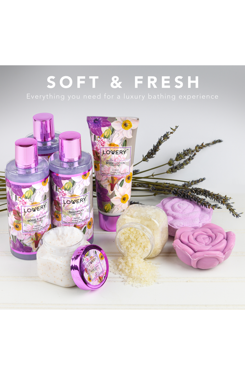 Lovery Vanilla Lavender Bath and Body Gift Basket, Alternate, color, Vanilla Lavender