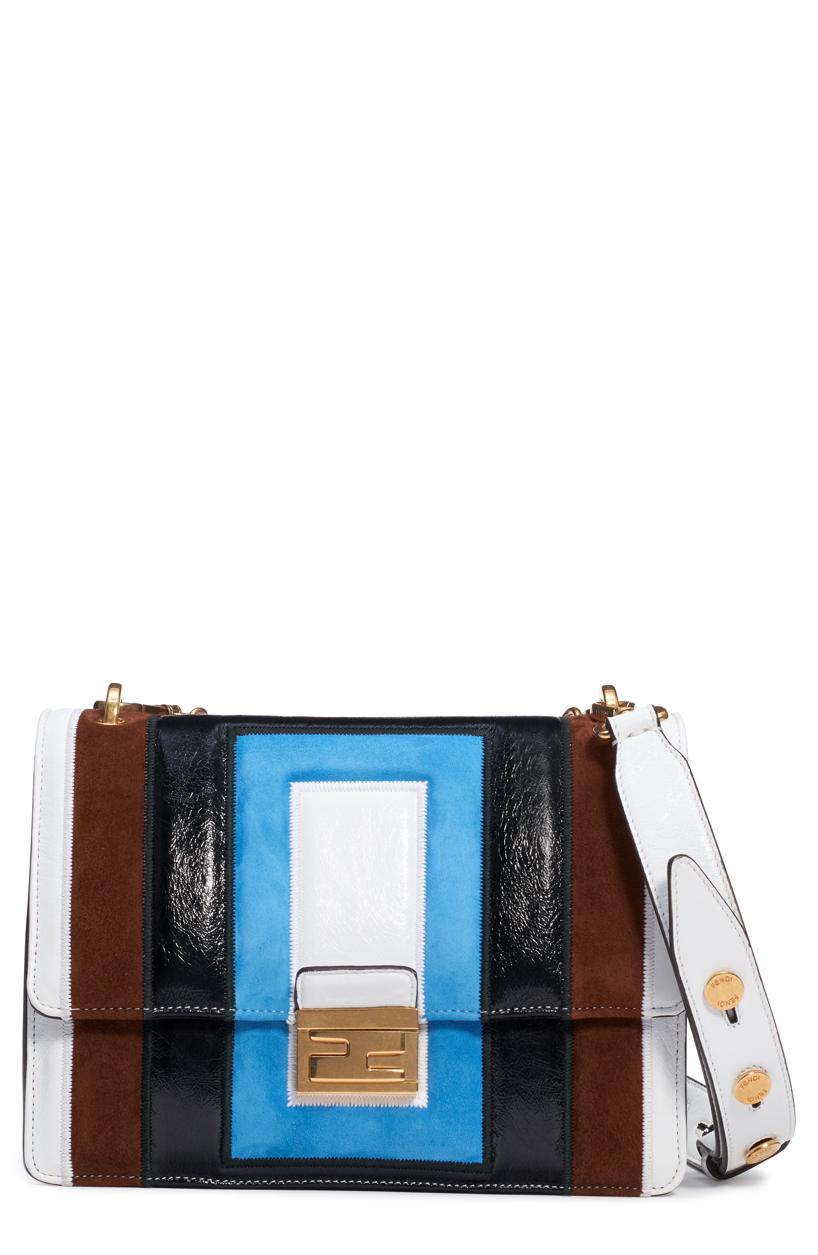 Fendi Kan U Colorblock Lambskin Shoulder Bag, Main, color, 