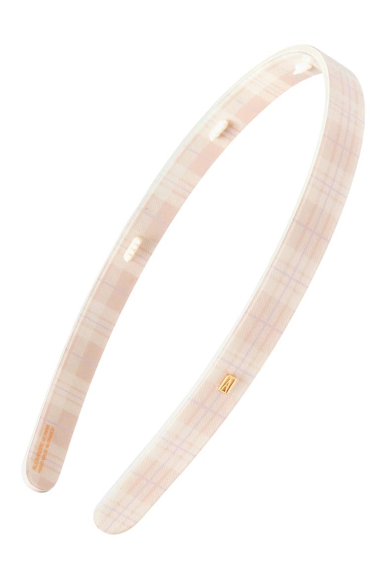 Tartan Thin Headband, Main, color, LIGHT BEIGE