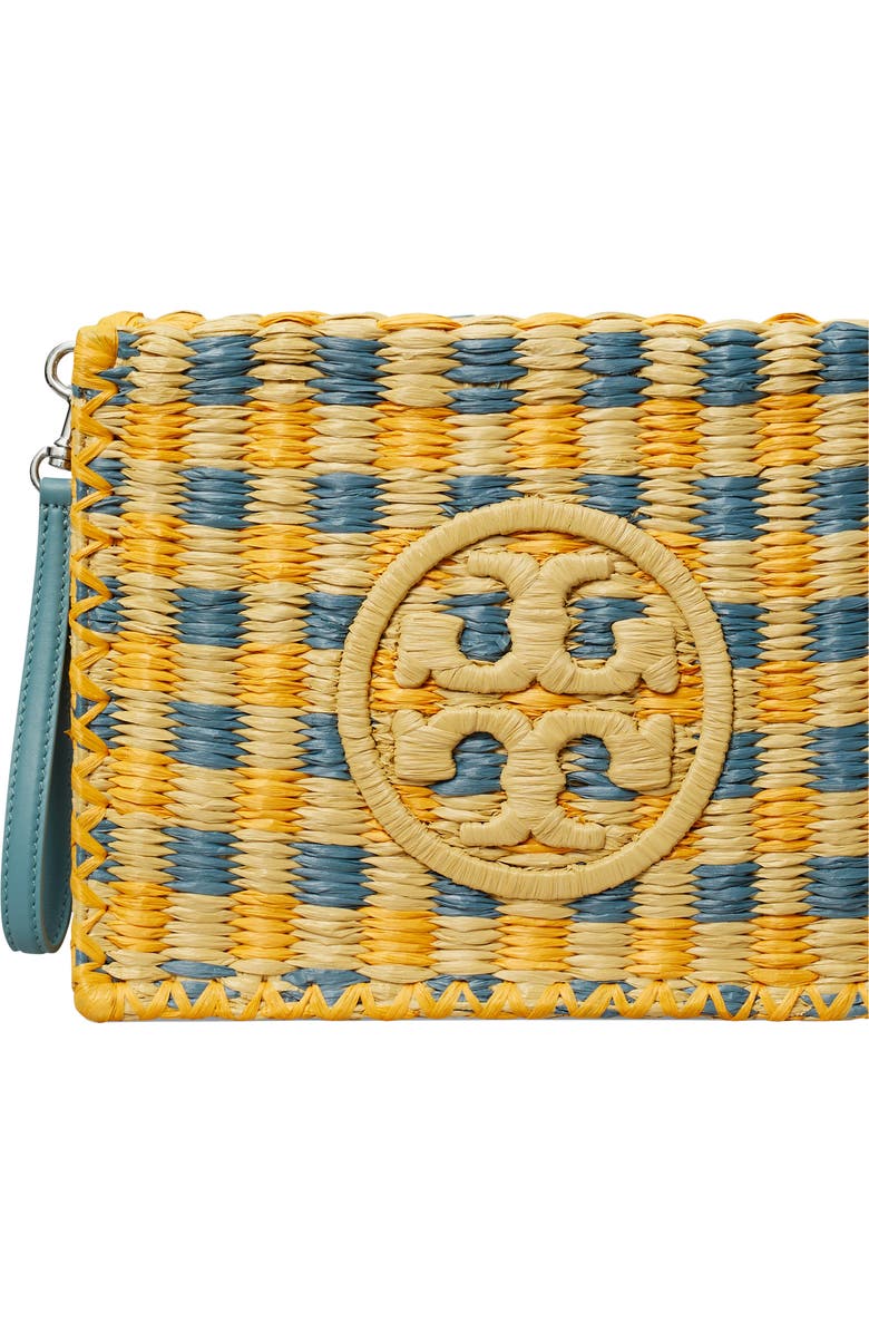 Tory Burch Ella Woven Raffia Wristlet, Alternate, color, Deep Slate