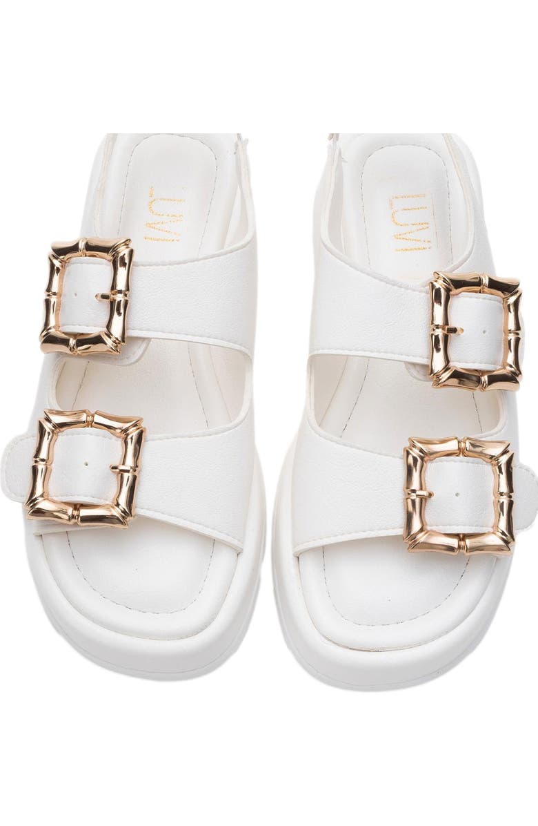 Prologue Shoes Slope Double Strap Sandal, Alternate, color, White Faux Leather